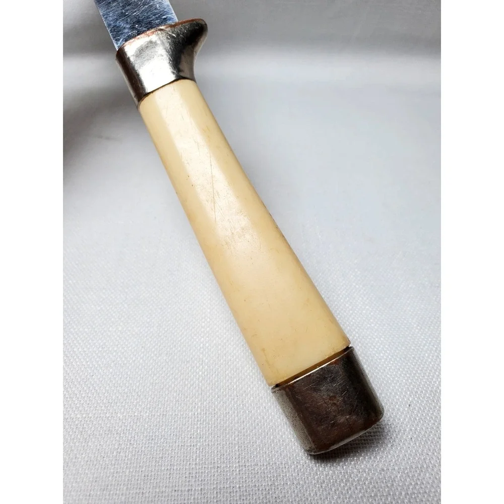 Vintage 1960s Miracle Worker Frozen Food Knife Carved Ivory Floral Handle MCM‎